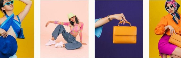 una imagen de personas comprando en diferentes poses