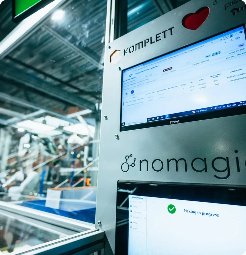 a Nomagic control screen installed at Komplett