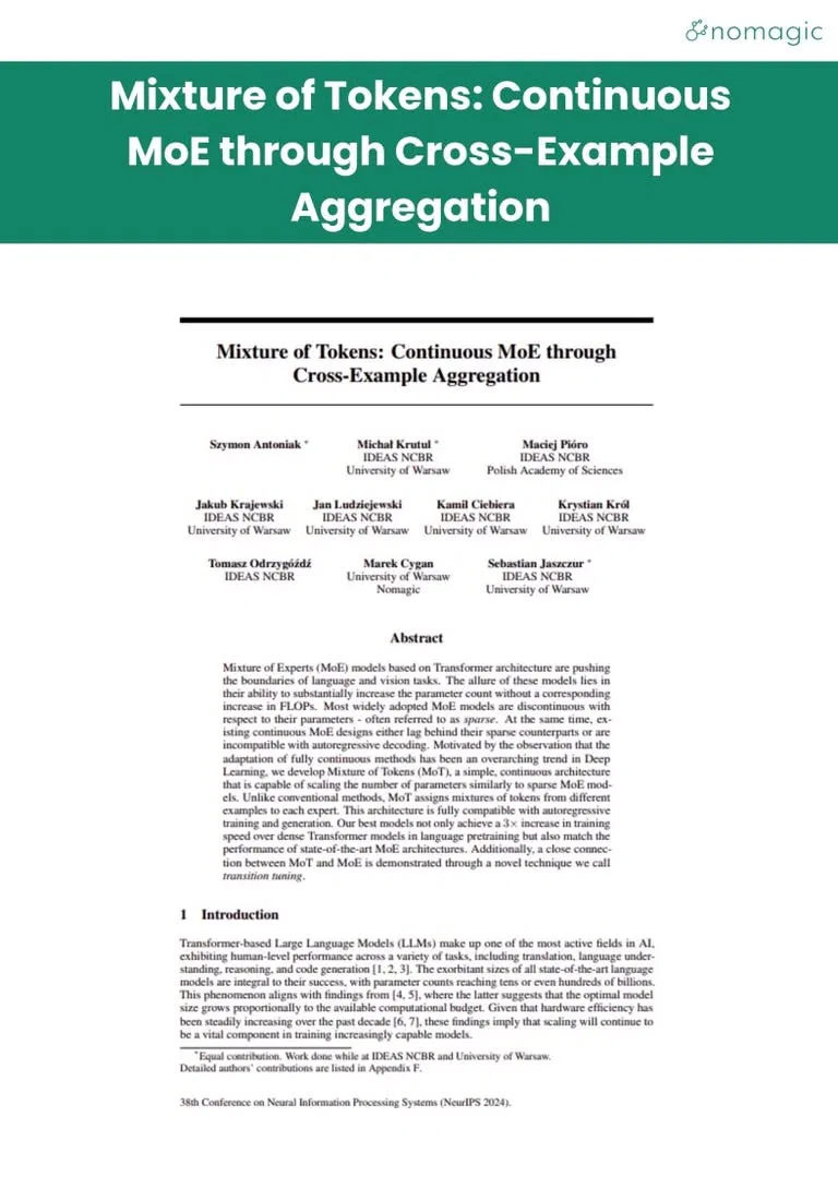 research covers mixture of tokens continuous moe through cross example aggregation